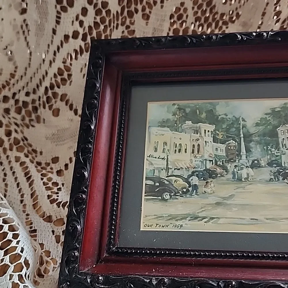 Vintage Framed Phoebe DeVaughn Print 'Our Town' 1959